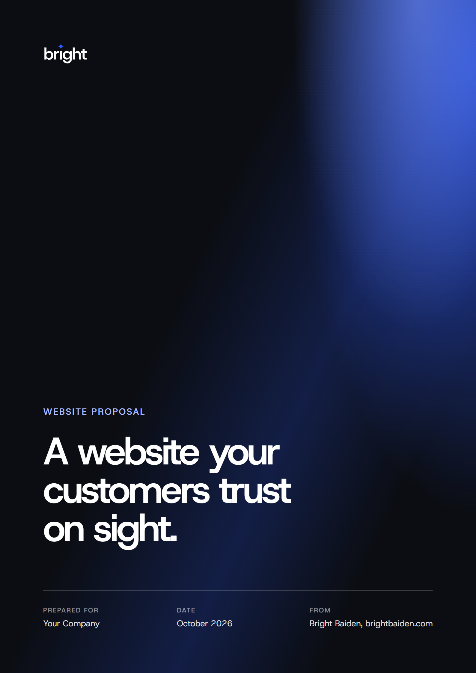 Proposal cover: A website your customers trust on sight.